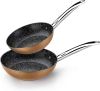 Monix Copper Set de 2 Sartenes 20-24 cm, Efecto Cobre, Aluminio Forjado Antiadherente